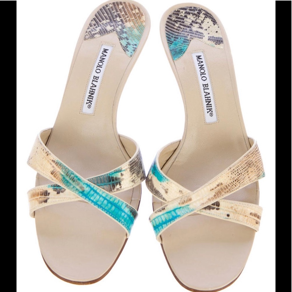 Manolo Blahnik Lizard Sandal 38.5
